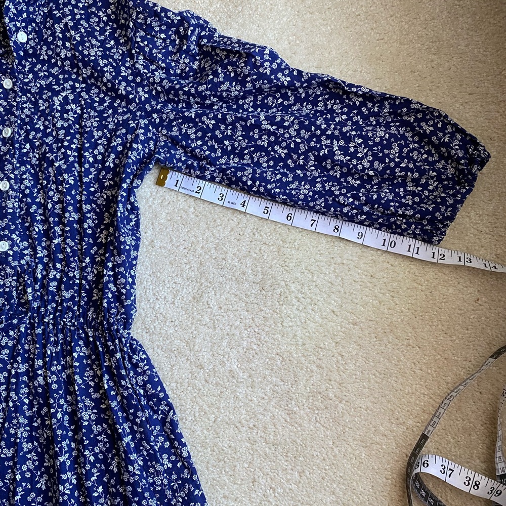 Vintage prairie cottage core dress floral blue white flowers size small … - Picture 7 of 10